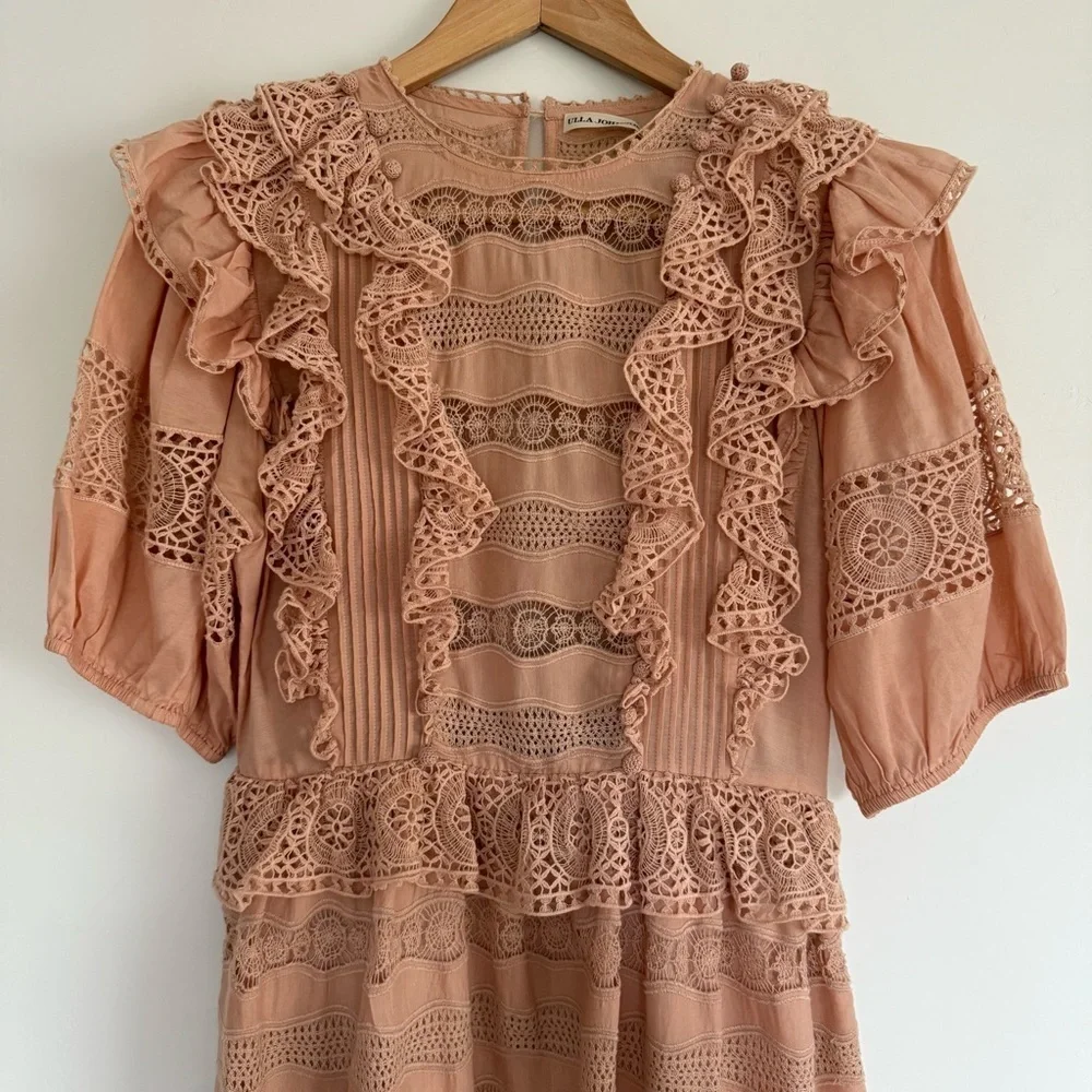 Ulla Johnson Guinivere Crochet-Trimmed Broderie Anglaise Cotton-Blend Maxi | XS - Picture 4 of 8